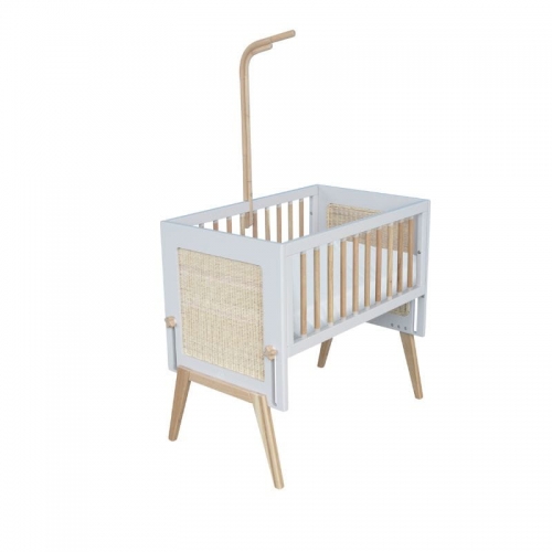 Theo Bebe Beistellbett Marelia Neige hellgrau-Rattan