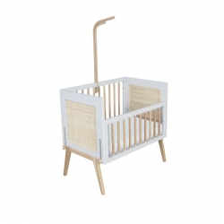 Theo Bebe Beistellbett Marelia Neige hellgrau-Rattan