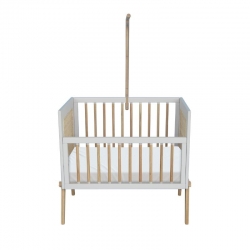 Theo Bebe Beistellbett Marelia Neige hellgrau-Rattan