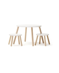 Kids Concept Kindertisch + 2 Hocker wei