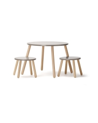 Kids Concept Kindertisch + 2 Hocker hellbraun